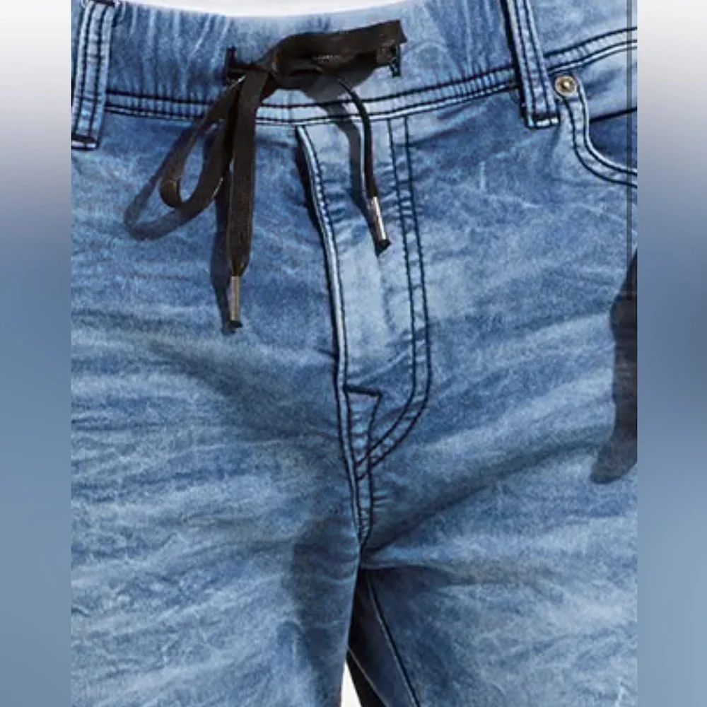 True Religion Dean Twisted Leg Light Blue Straight Sweatpants Drawstring Elastic